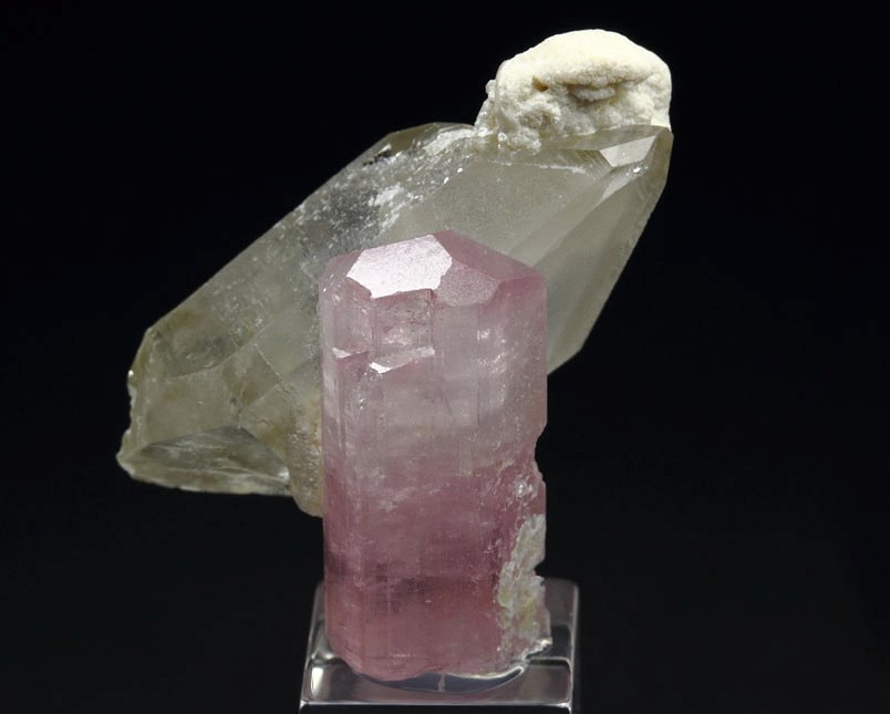 pink gem TOURMALINE var. ELBAITE, bi-terminated QUARTZ, MUSCOVITE