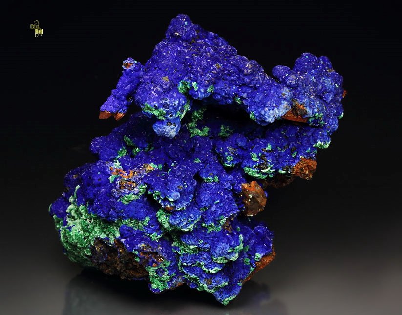 AZURITE, MALACHITE pseudomorph, QUARTZ