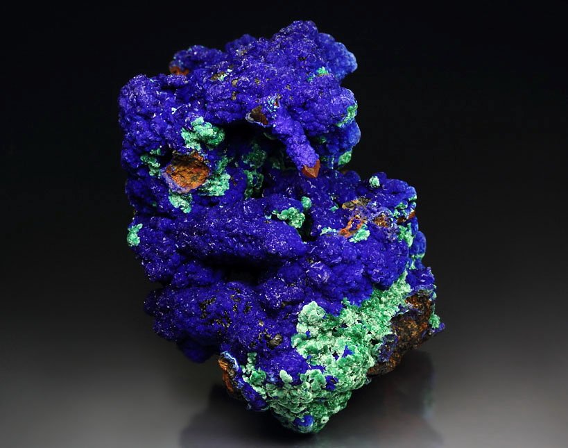 AZURITE, MALACHITE pseudomorph, QUARTZ