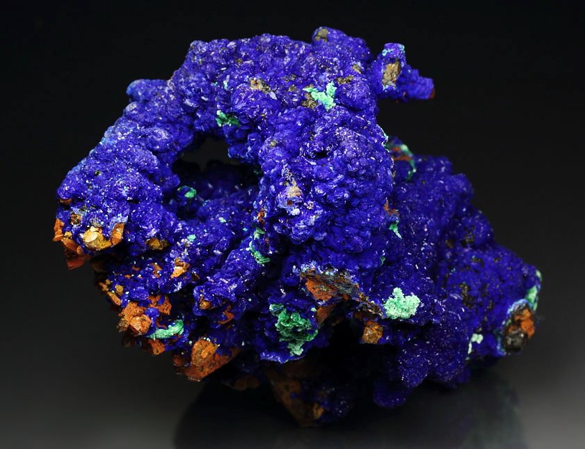 AZURITE, MALACHITE pseudomorph, QUARTZ