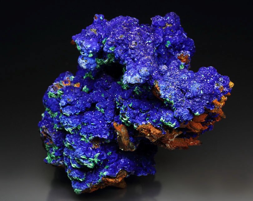 AZURITE, MALACHITE pseudomorph, QUARTZ