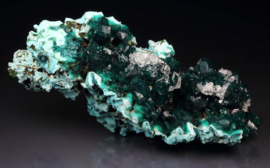 DIOPTASE, CHRYSOCOLLA, QUARTZ, MALACHITE, SHATTUCKITE