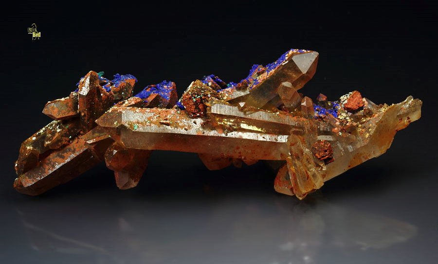 AZURITE, QUARTZ bi-terminated