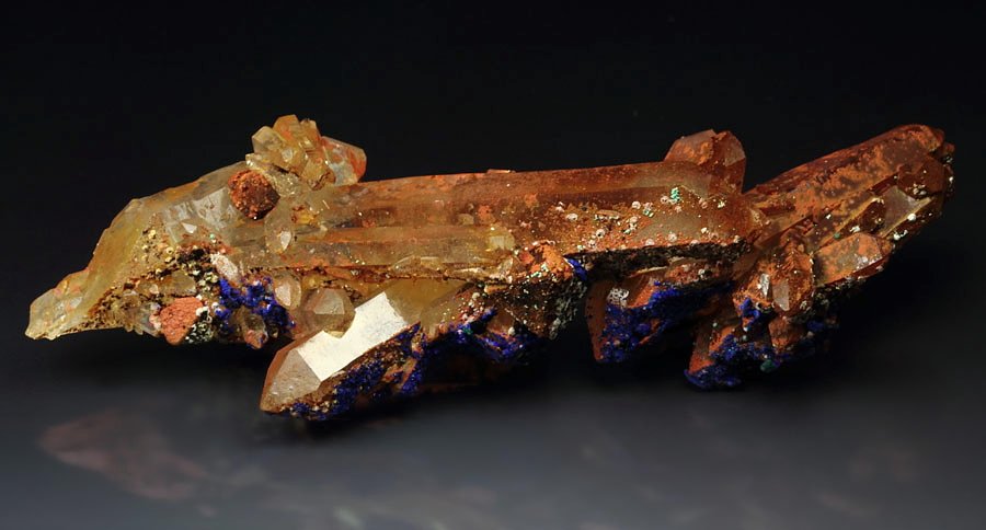 AZURITE, QUARTZ bi-terminated