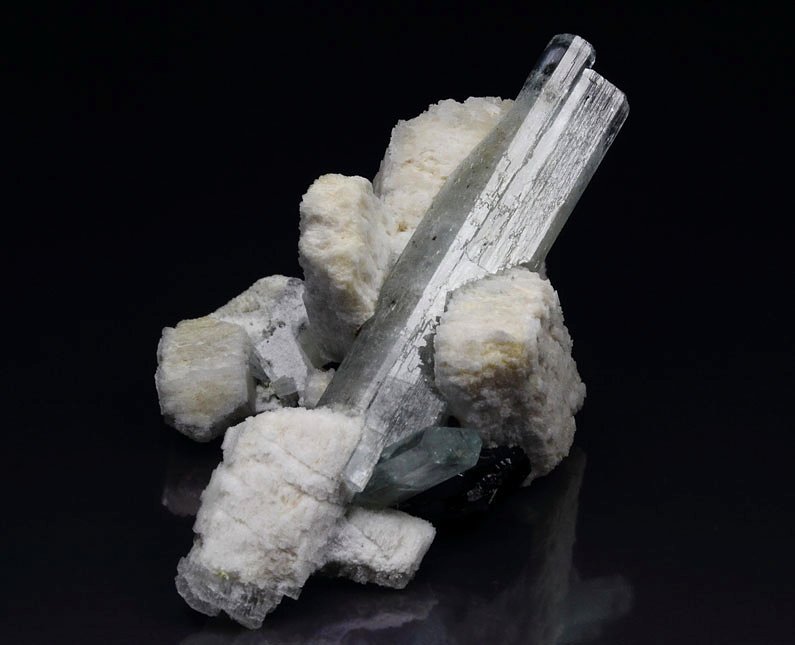 gem BERYL var. AQUAMARINE, TOURMALINE var. SCHORL, FELDSPAR