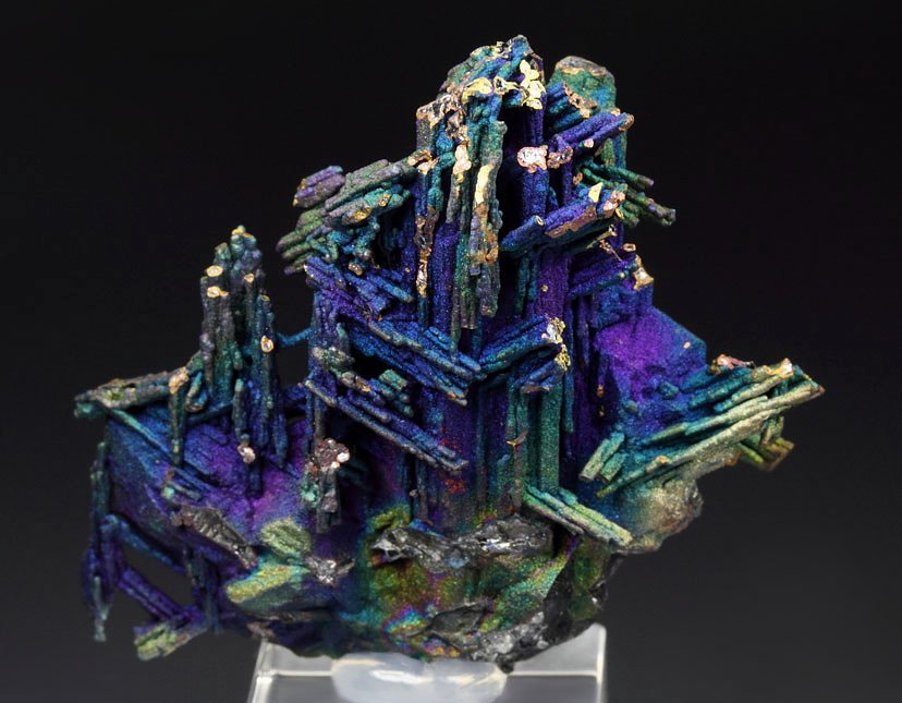 CHALCOCITE, DJURLEITE, iridescent CHALCOPYRITE