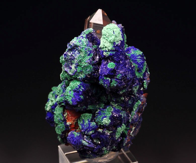 AZURITE, MALACHITE pseudomorph, QUARTZ