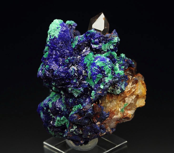 AZURITE, MALACHITE pseudomorph, QUARTZ