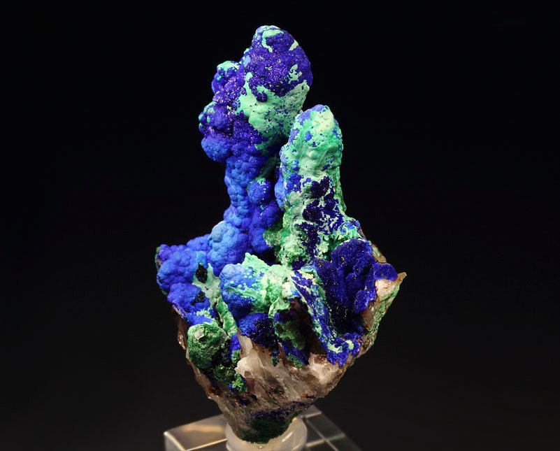 AZURITE, MALACHITE pseudomorph, QUARTZ