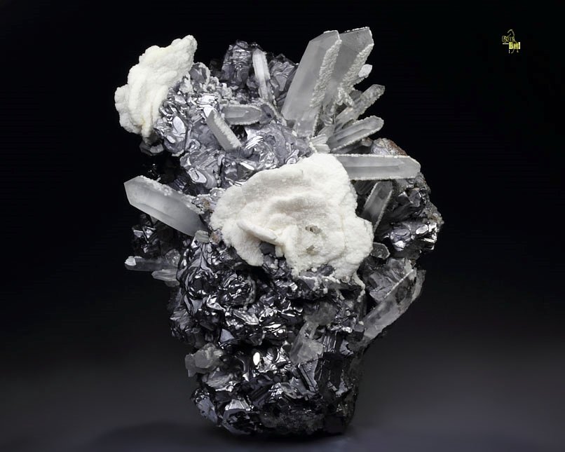 GALENA - SPINEL LAW TWIN, CALCITE flowers, QUARTZ