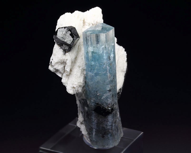 gem BERYL var. AQUAMARINE, TOURMALINE var. SCHORL, FELDSPAR