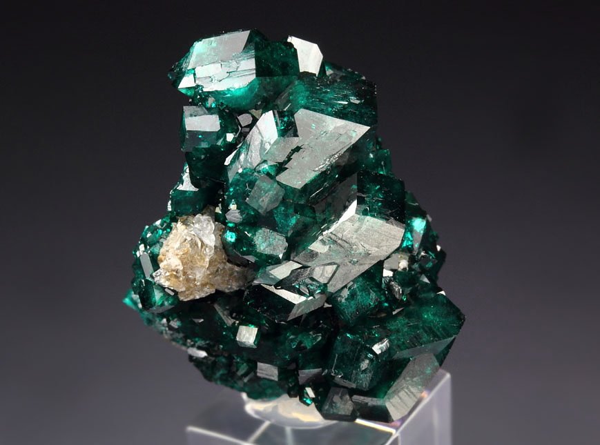 gem DIOPTASE, CALCITE