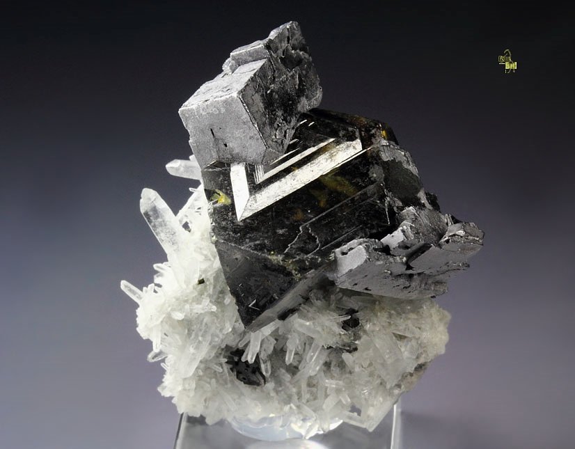 truncated SPHALERITE tetrahedron, GALENA, QUARTZ