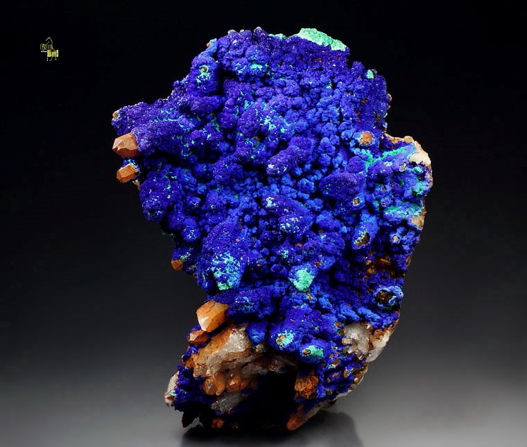 AZURITE, MALACHITE pseudomorph, QUARTZ