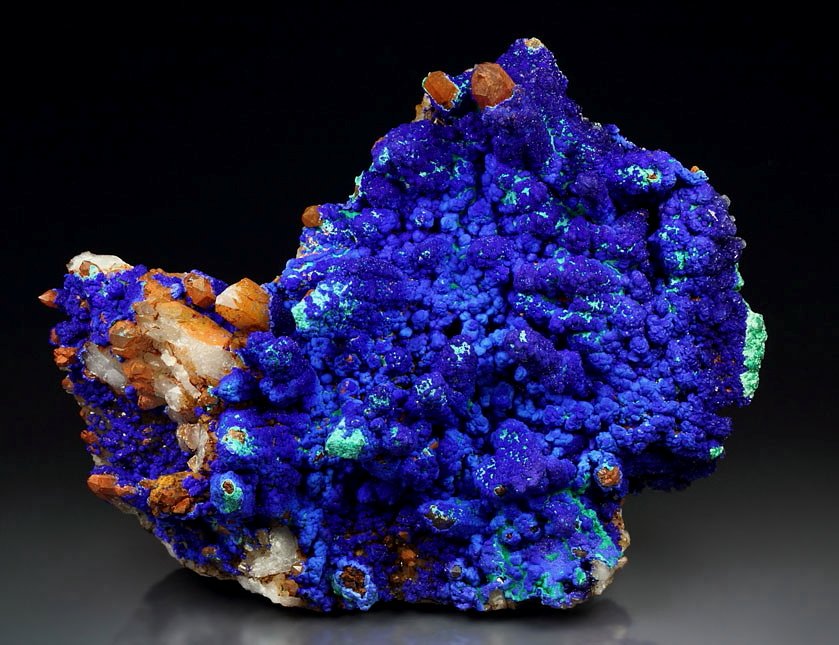 AZURITE, MALACHITE pseudomorph, QUARTZ