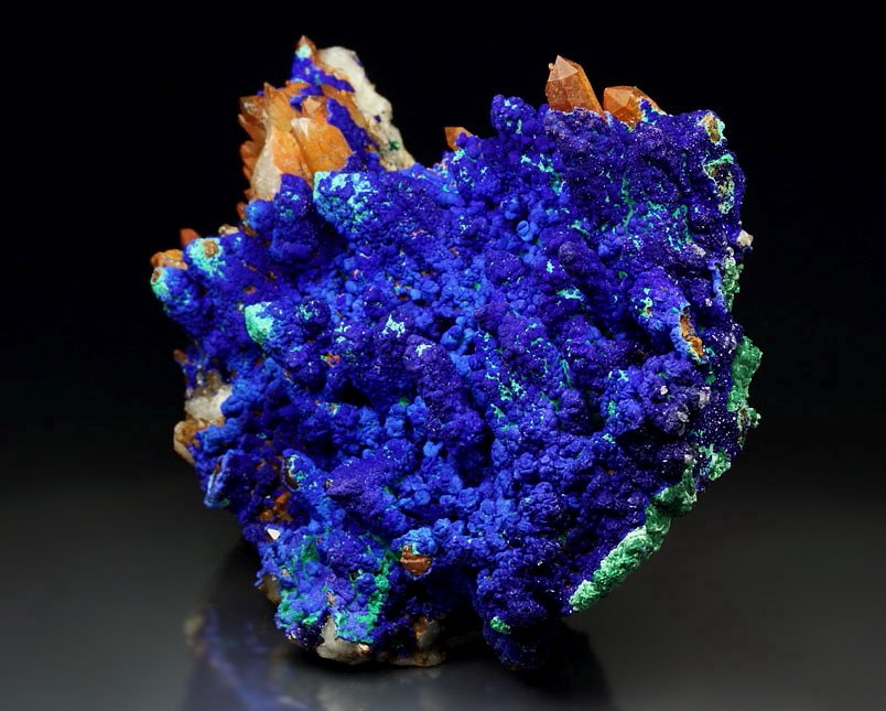 AZURITE, MALACHITE pseudomorph, QUARTZ