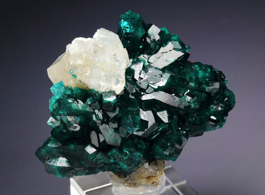 gem DIOPTASE, CALCITE