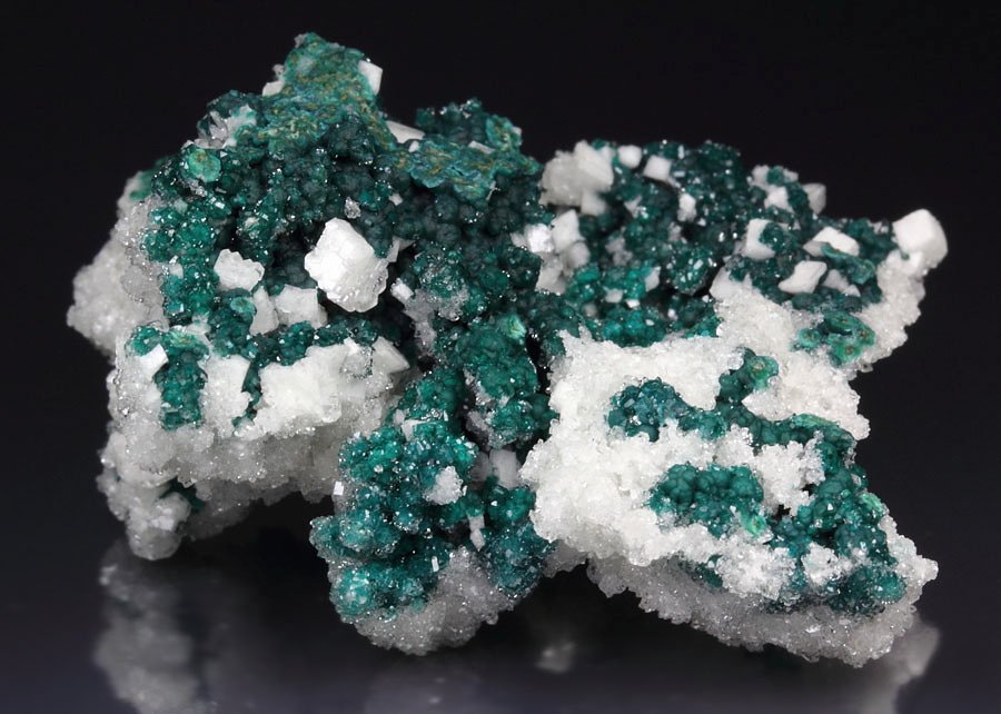 ROSASITE, MALACHITE, QUARTZ, CALCITE