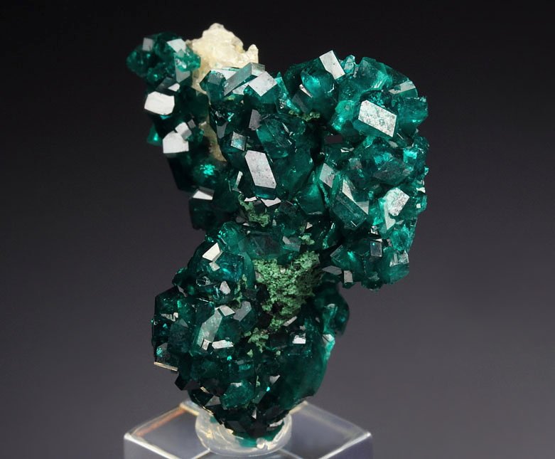 gem DIOPTASE, CALCITE