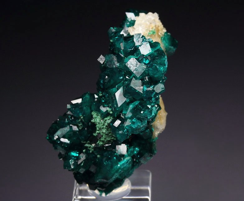 gem DIOPTASE, CALCITE