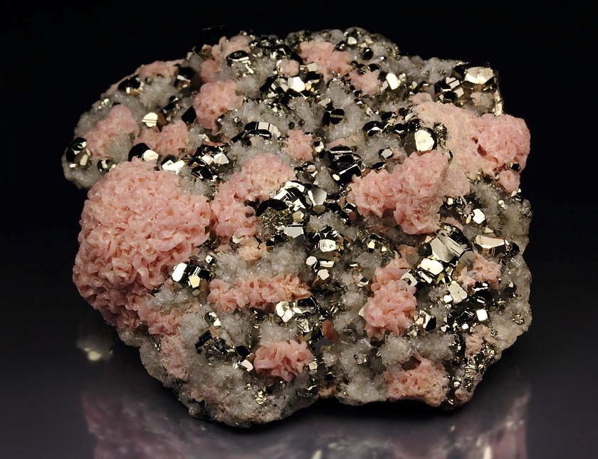 RHODOCHROSITE, PYRITE, QUARTZ