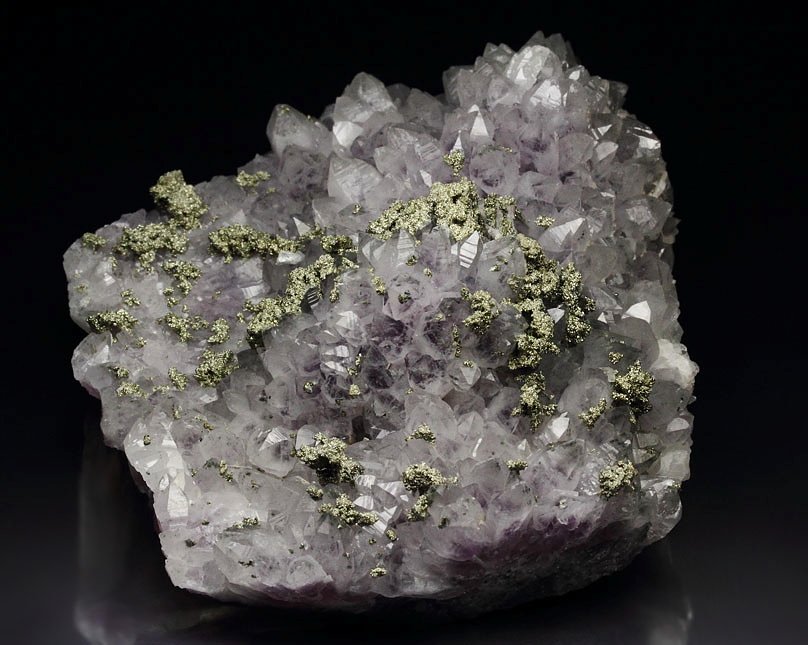 QUARTZ with AMETHYST phantoms, PYRITE