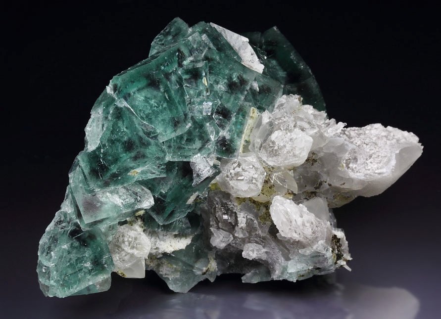 green FLUORITE with purple PHANTOMS, QUARTZ