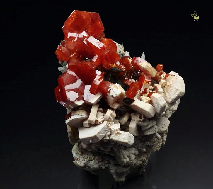 VANADINITE with coating, BARYTE