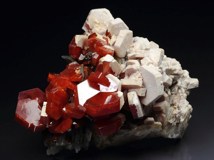 VANADINITE with coating, BARYTE
