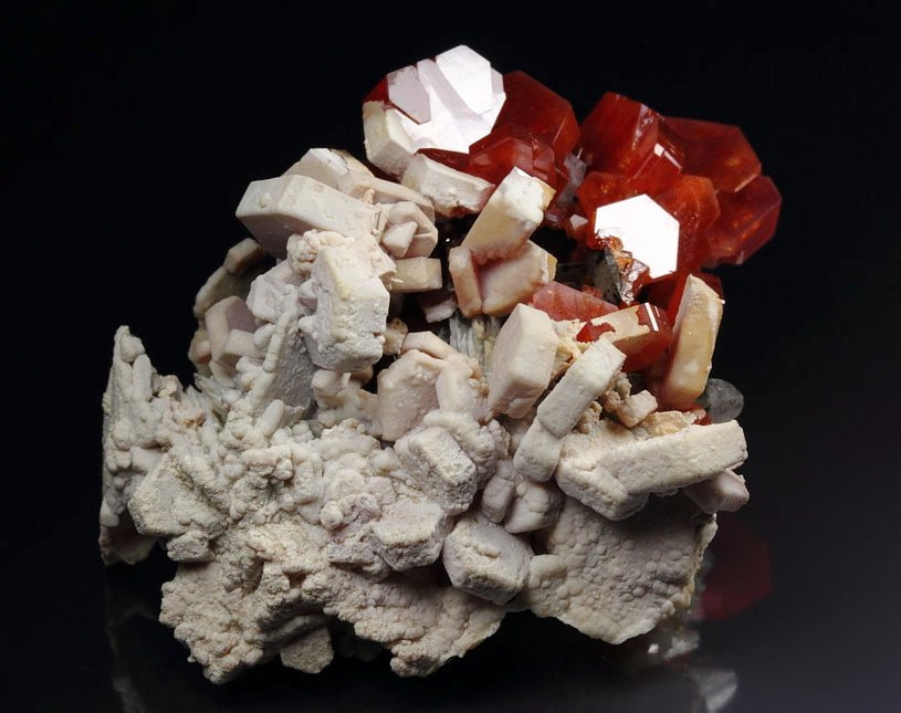 VANADINITE with coating, BARYTE