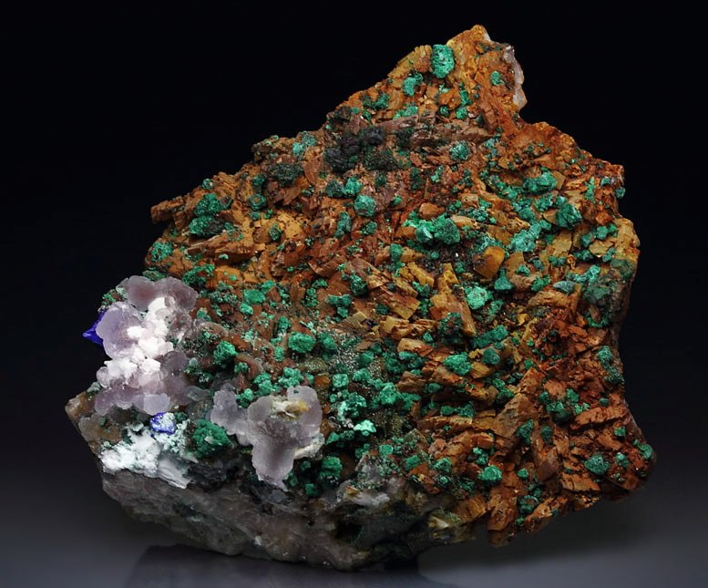 SMITHSONITE, MALACHITE, DOLOMITE, AZURITE