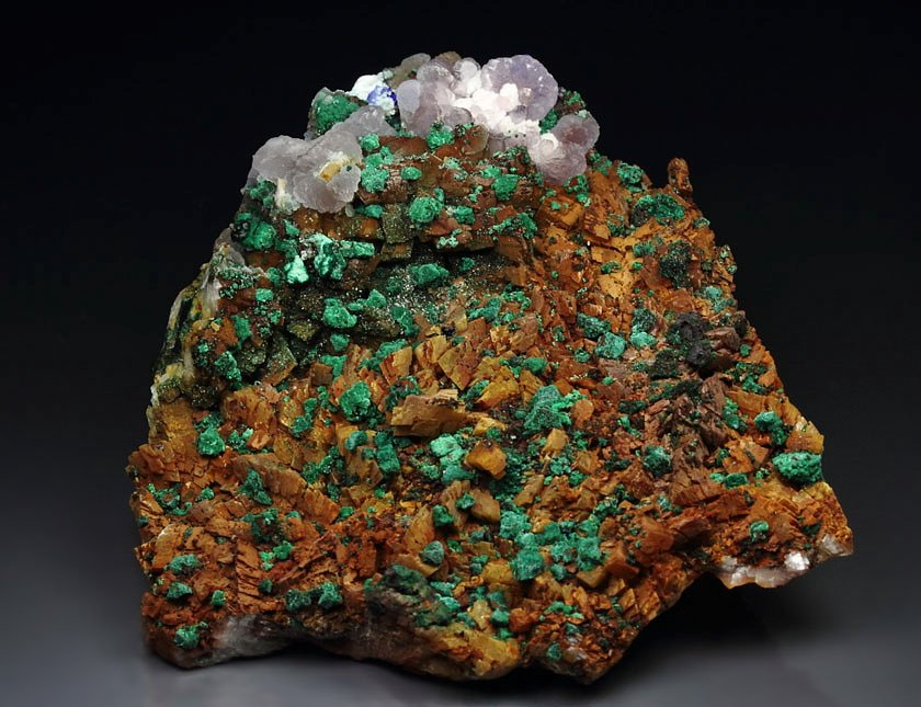 SMITHSONITE, MALACHITE, DOLOMITE, AZURITE