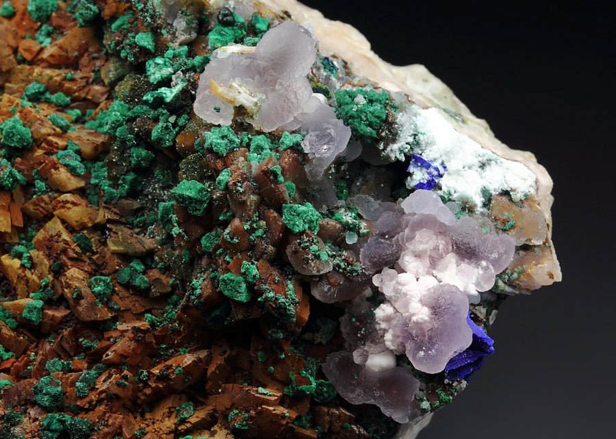 SMITHSONITE, MALACHITE, DOLOMITE, AZURITE