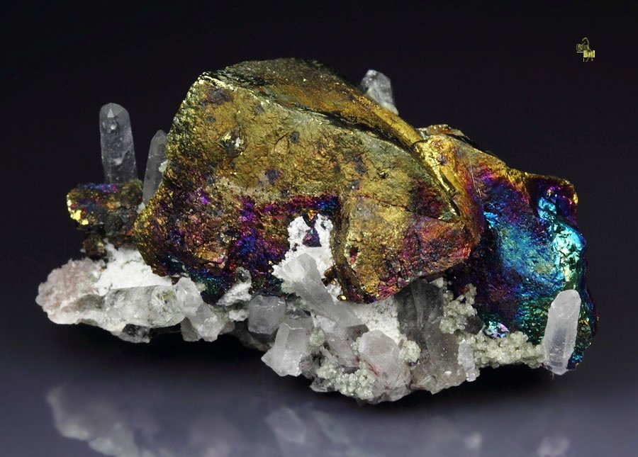 iridescent CHALCOPYRITE, QUARTZ