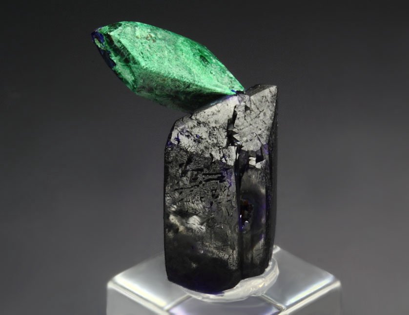 bi-terminated AZURITE, MALACHITE PSEUDOMORPH