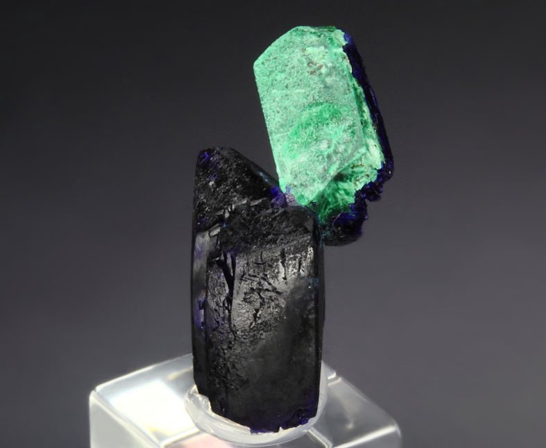 bi-terminated AZURITE, MALACHITE PSEUDOMORPH