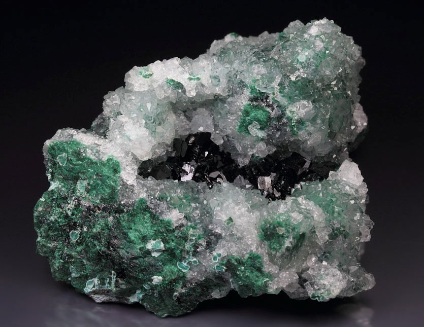 ATACAMITE, MALACHITE, CHRYSOCOLLA, QUARTZ