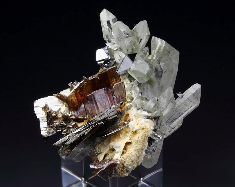 BROOKITE, ANATASE, bi-terminated QUARTZ