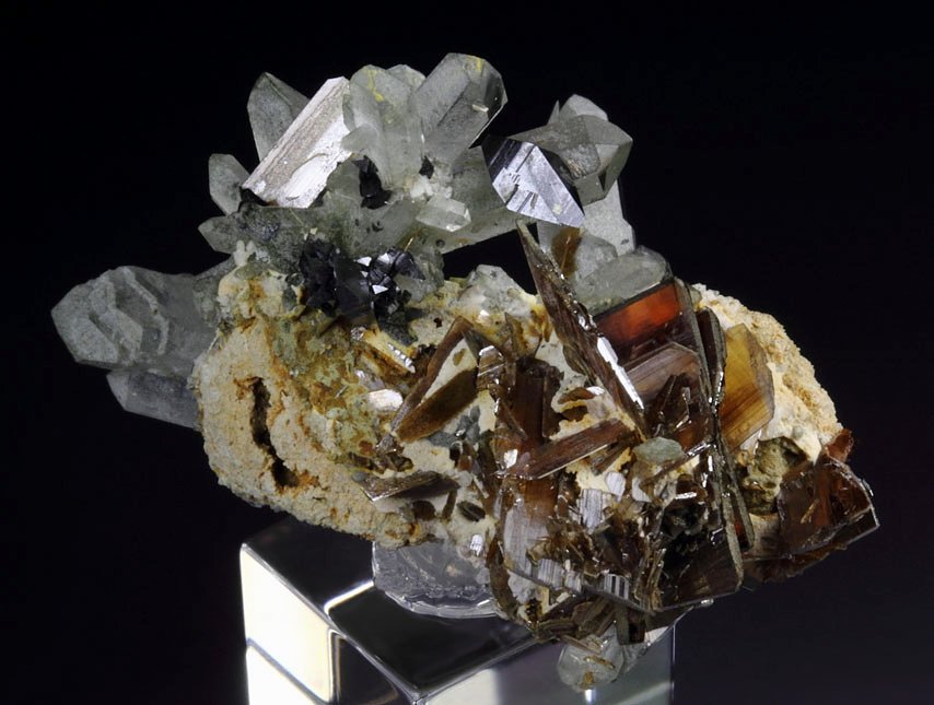 BROOKITE, ANATASE, bi-terminated QUARTZ