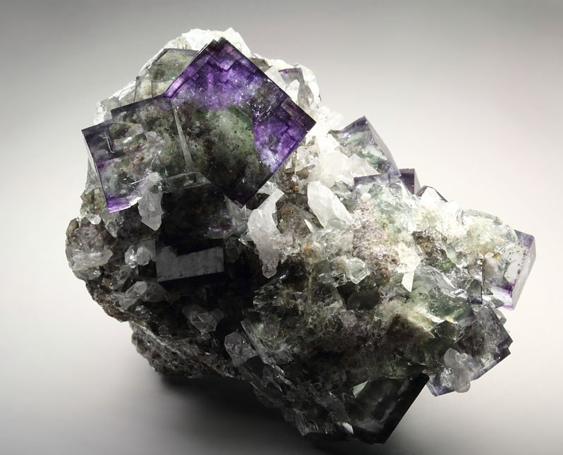 FLUORITE with PHANTOMS, QUARTZ