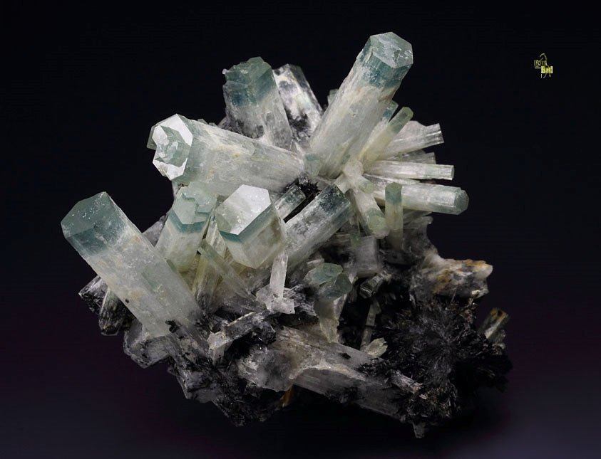 bi-color BERYL var. AQUAMARINE, TOURMALINE var. SCHORL