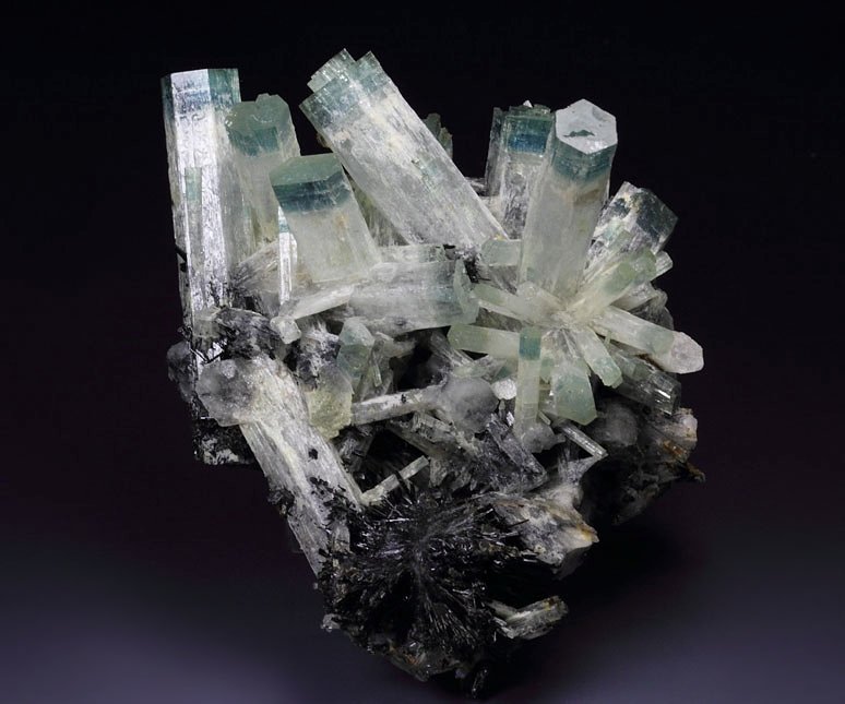 bi-color BERYL var. AQUAMARINE, TOURMALINE var. SCHORL