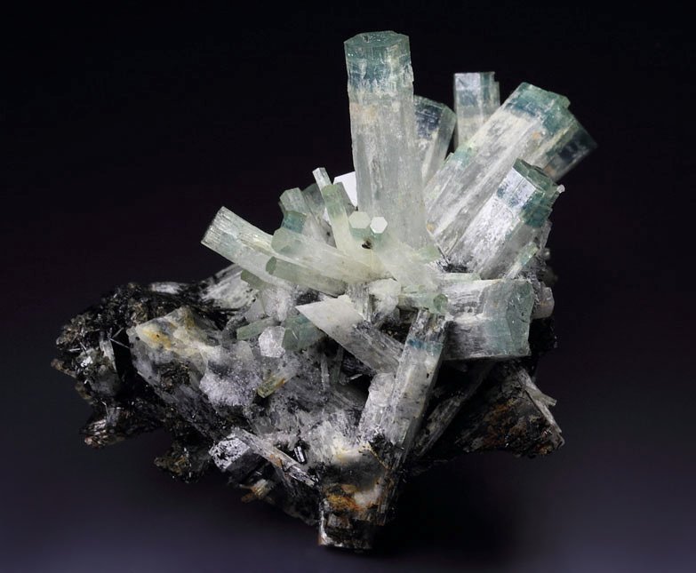 bi-color BERYL var. AQUAMARINE, TOURMALINE var. SCHORL