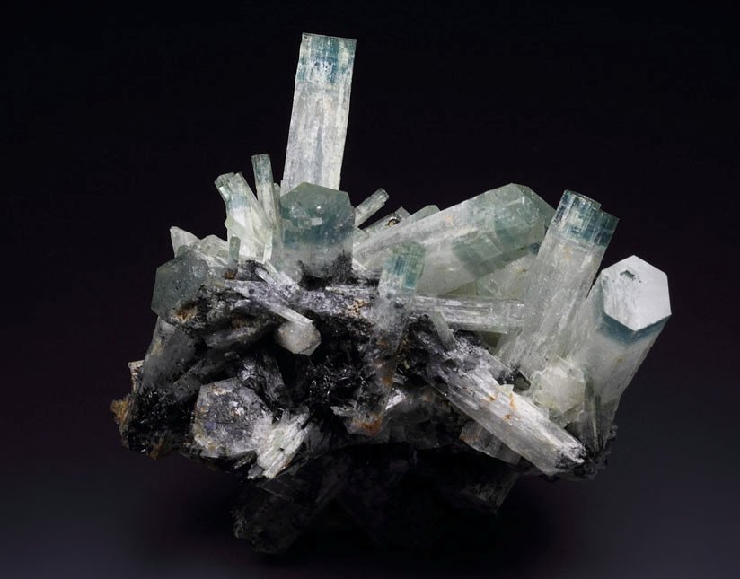 bi-color BERYL var. AQUAMARINE, TOURMALINE var. SCHORL