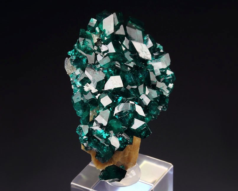 gem DIOPTASE, CALCITE