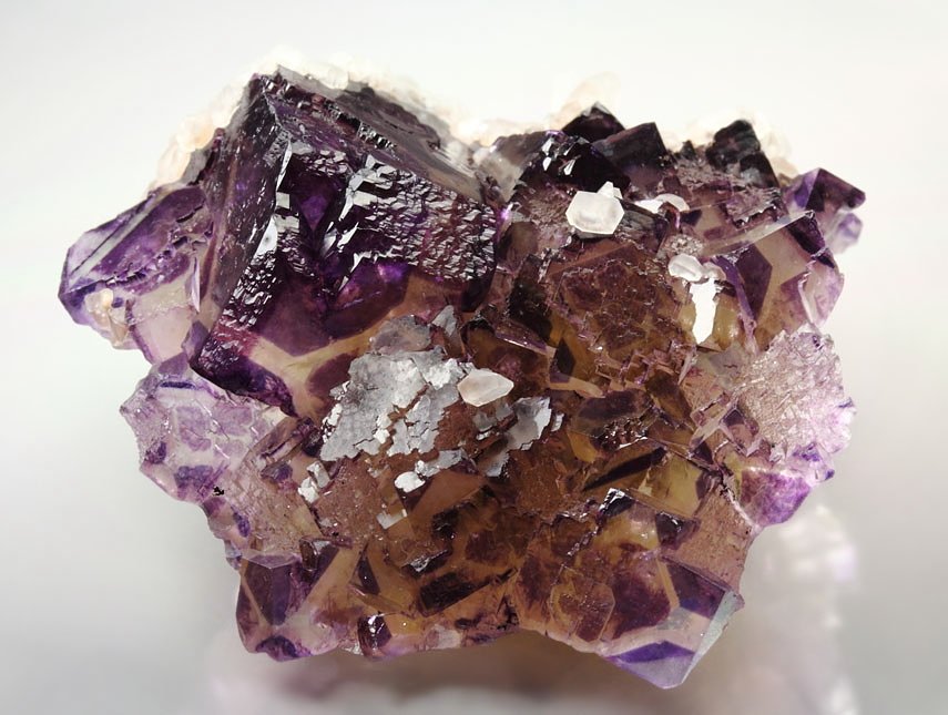 FLUORITE with purple PHANTOMS, CALCITE