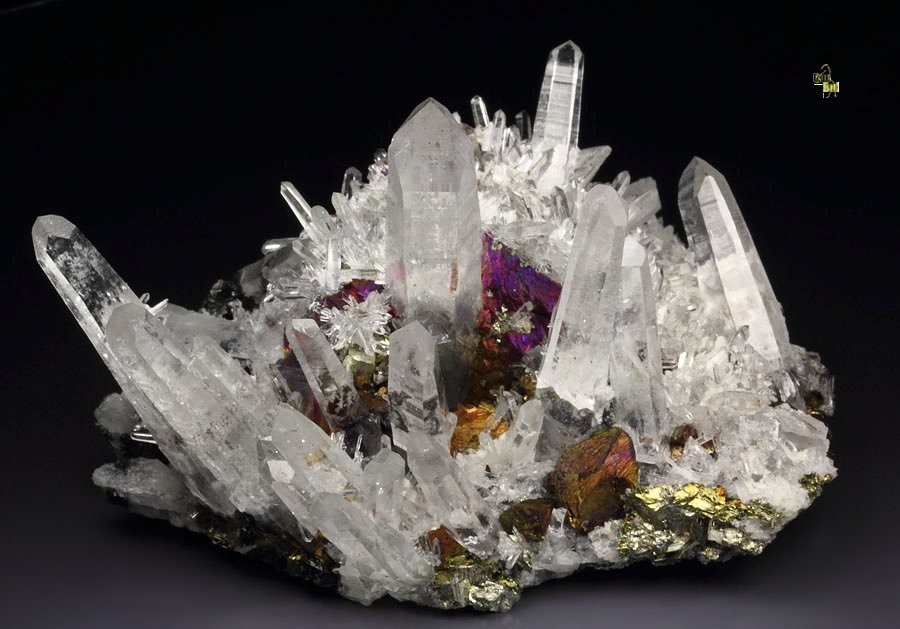 iridescent CHALCOPYRITE, QUARTZ, SPHALERITE, CALCITE