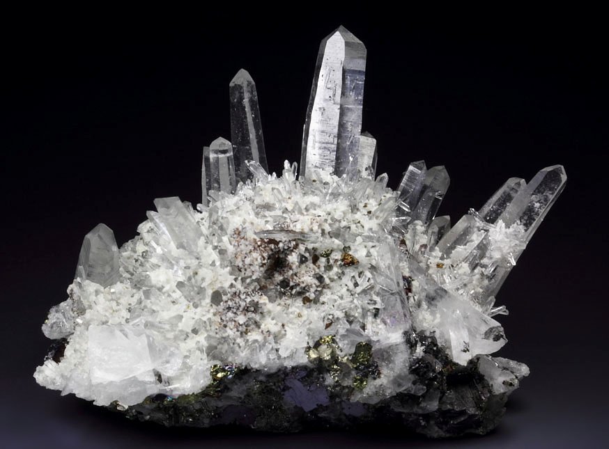 iridescent CHALCOPYRITE, QUARTZ, SPHALERITE, CALCITE