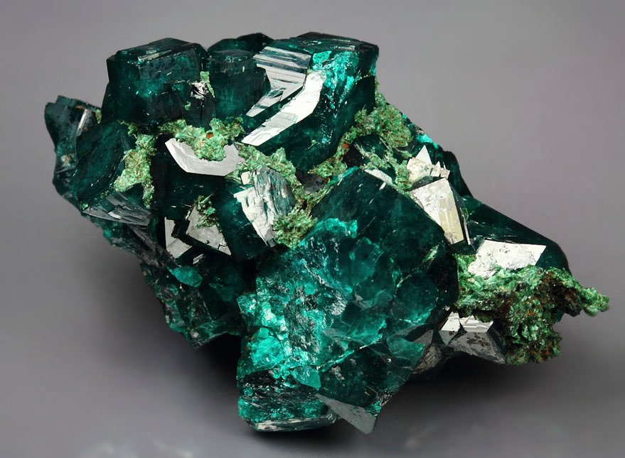 DIOPTASE, MALACHITE, QUARTZ