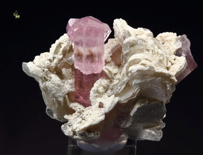 pink gem TOURMALINE var. ELBAITE, MUSCOVITE